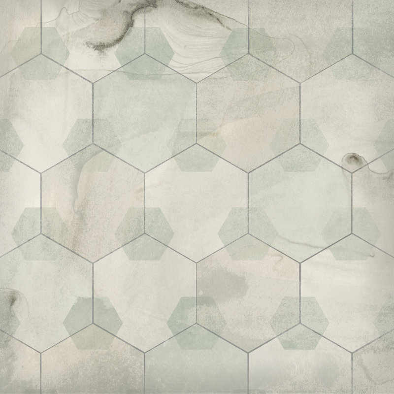 Tuile hexagonale III, H 20 po x l 20 po