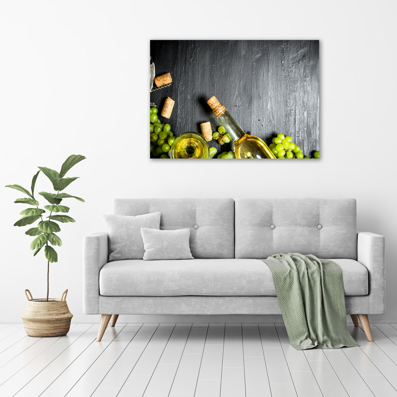 White Wine And Fruits - No Frame Print on Canvas