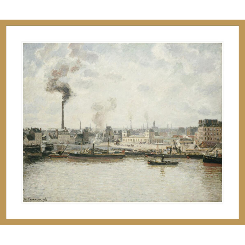 Quay at Saint-Séver Rouen par Camille Pissarro, impression giclée encadrée, H 33,5 po x l 39,95 po