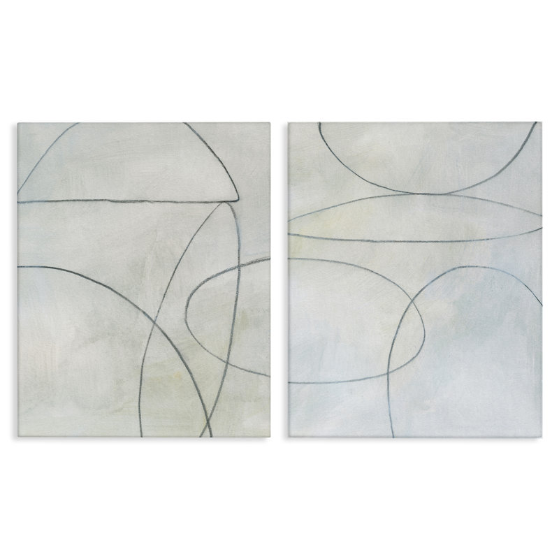 "Simple Abstract Abstract Shape", ensemble de 2 toiles sur toile par Victoria Barnes, H 20 po x l 16 po
