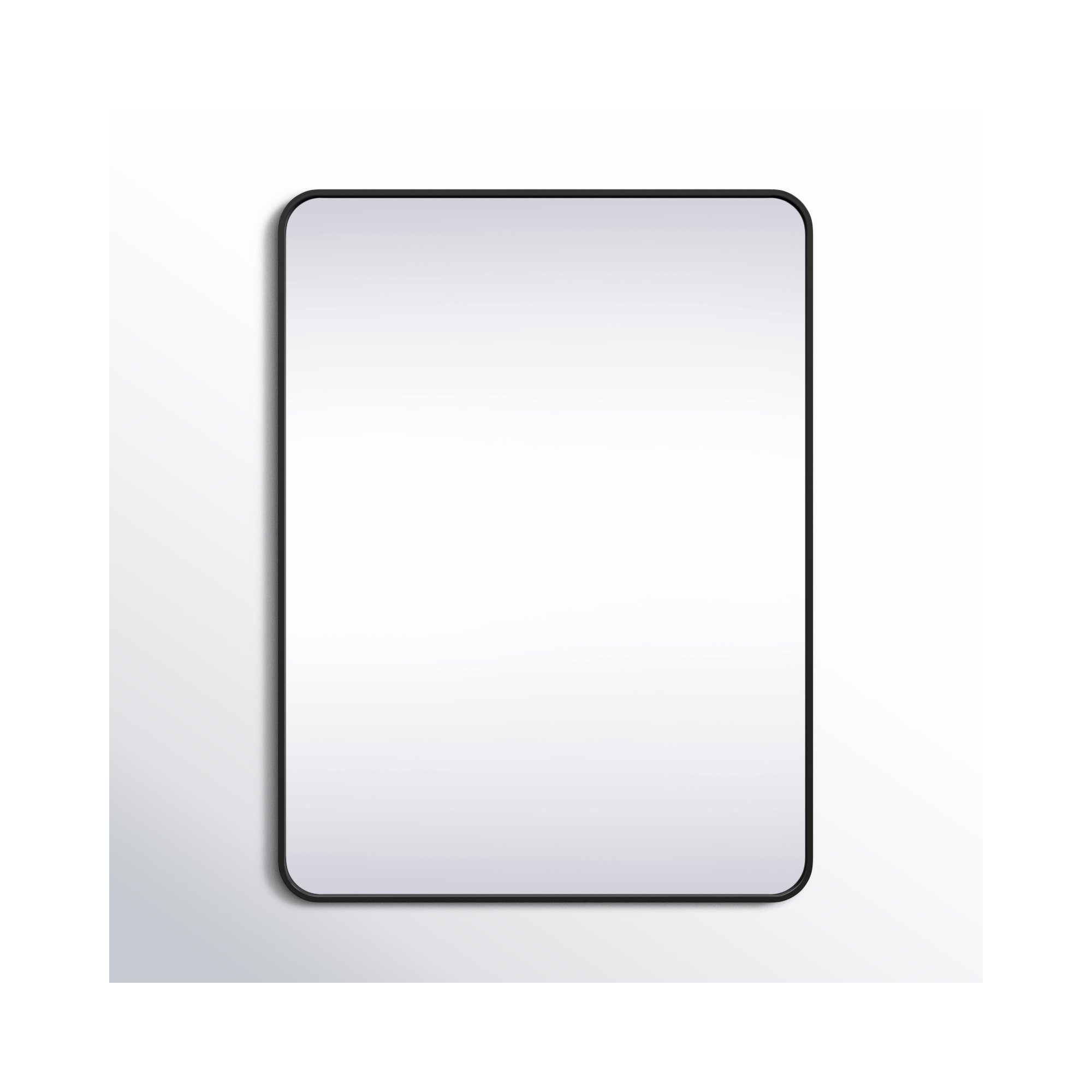 Sabine Metal Rounded Rectangle Wall Mirror, Black, 40" x 30"