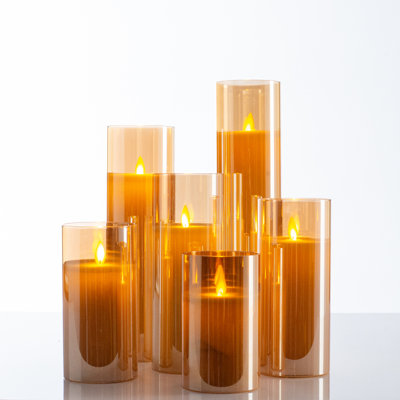 Ensemble de 6 bougies à DEL sans flamme en verre avec télécommande