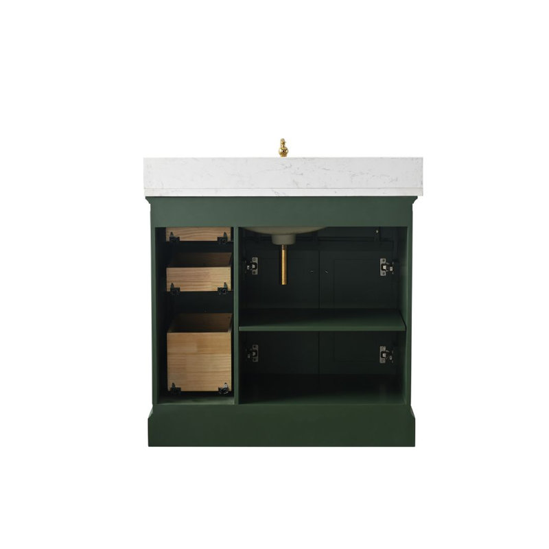 Currahee 36" Single Bathroom Vanity Set, Evergreen/Brushed Gold