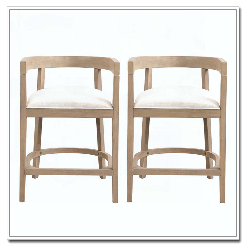 Tabouret de comptoir en bois d'hévéa, Chêne