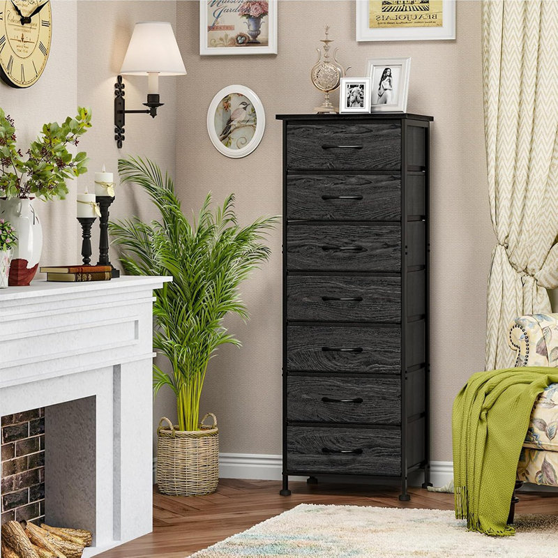 Commode haute en chêne noir Fixwal pour chambre à coucher, commode de rangement ...