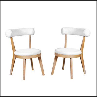 Ensemble de 2 chaises de salle à manger rembourrées modernes avec structure en bois d'hévéa durable et tissu beige confortable