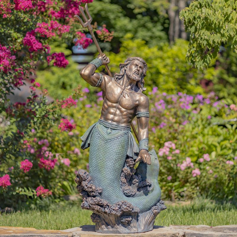 Statue de jardin Ellidh Nautical Magnesium Merman, Bronze antique