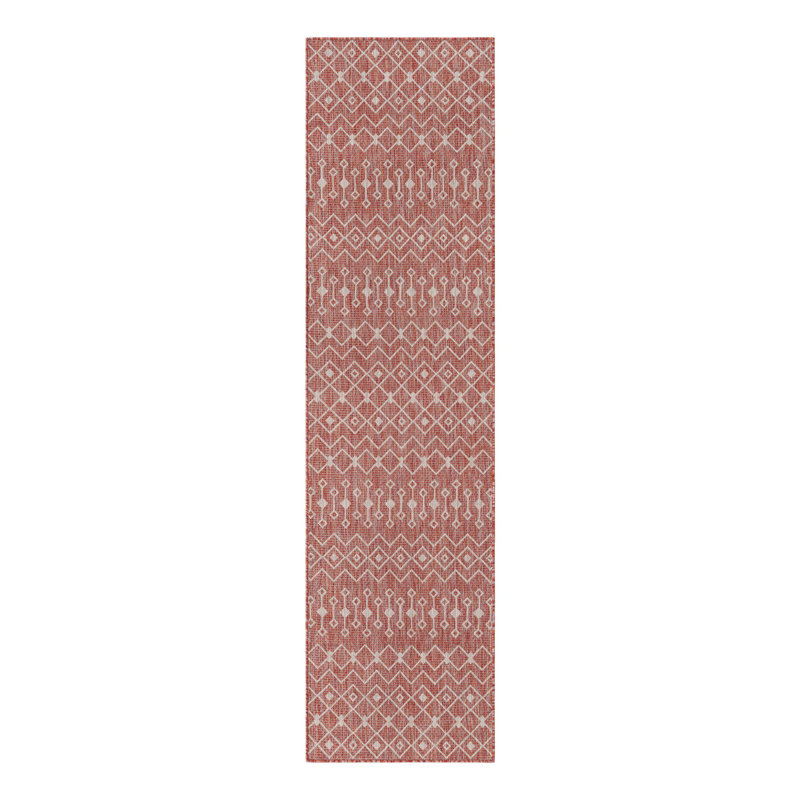 Tapis rouge rouille intérieur / extérieur Julieta, Tapis de couloir 2 pi 7 po x 10 pi