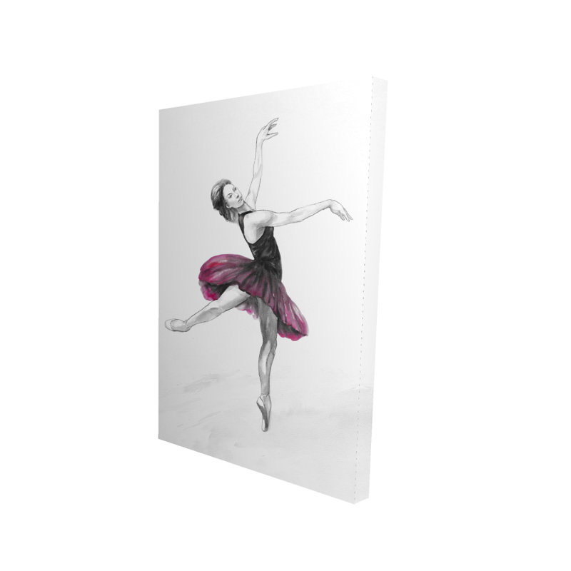 Petite ballerine rose - Toile illustrative blanche pour la décoration intérieure