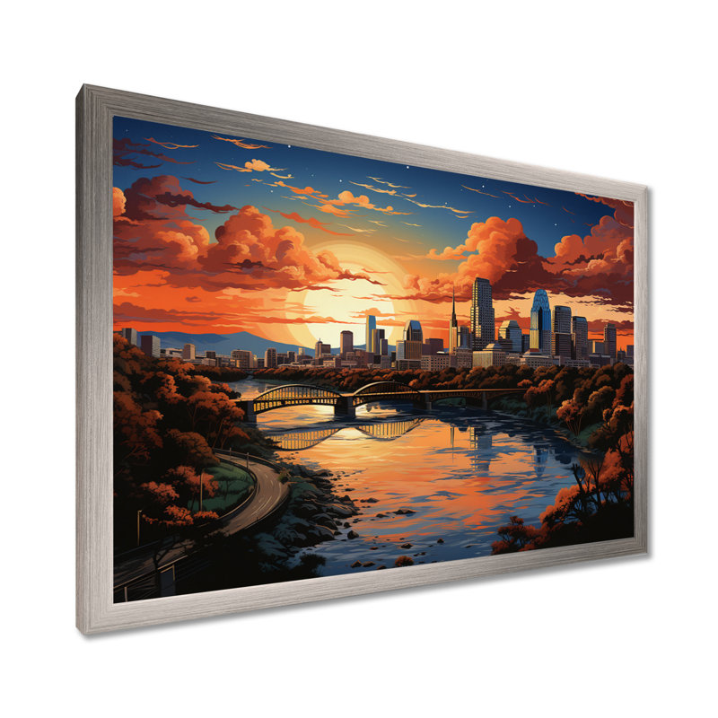 City City Popart I - Austin, art mural, H 16 po x l 32 po x P 1 po, Cadre photo argenté