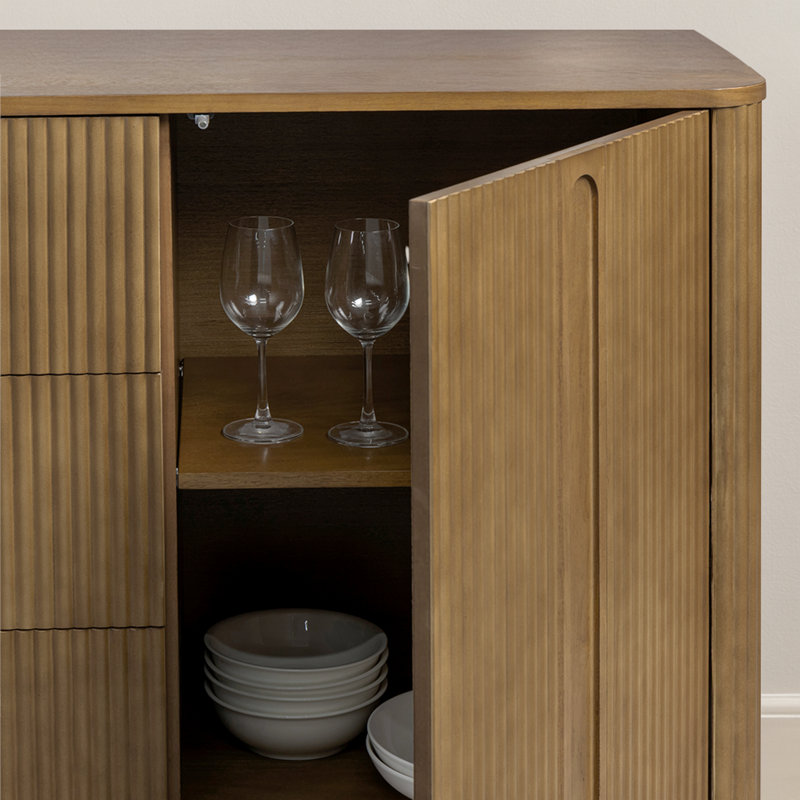 Buffet à 3 tiroirs en bois avec armoire de rangement réglable Potomac, Grège