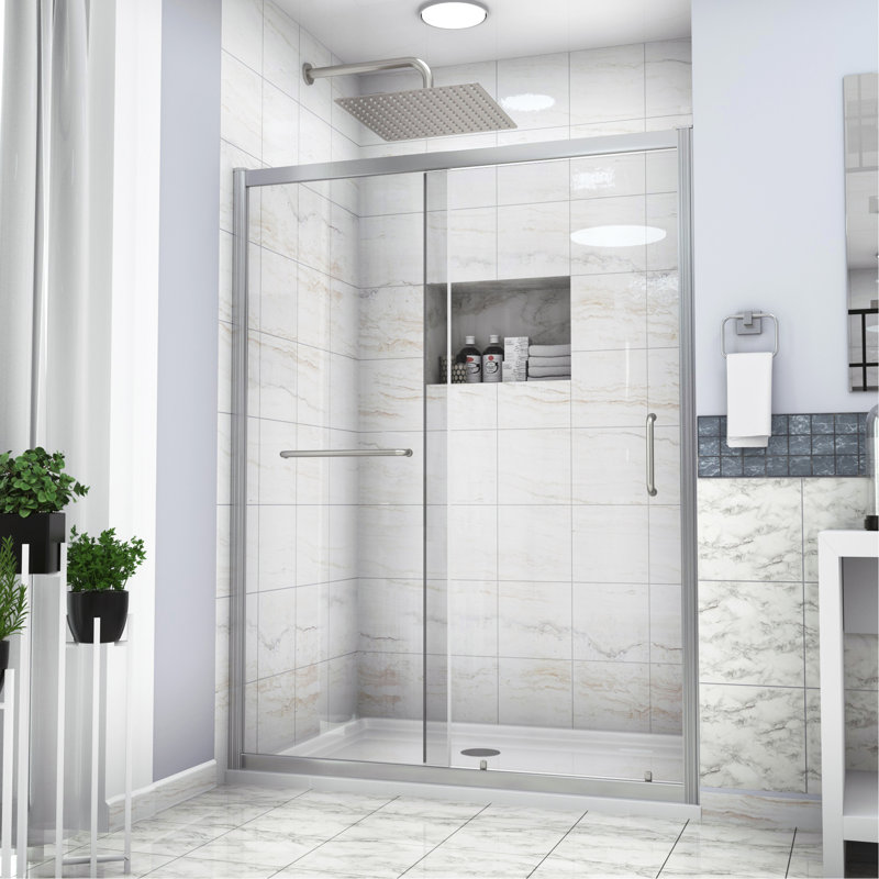 Shower Door 48" W X 72"H Single Sliding Bypass Shower Enclosure, 1/4 In. (6Mm), Chrome