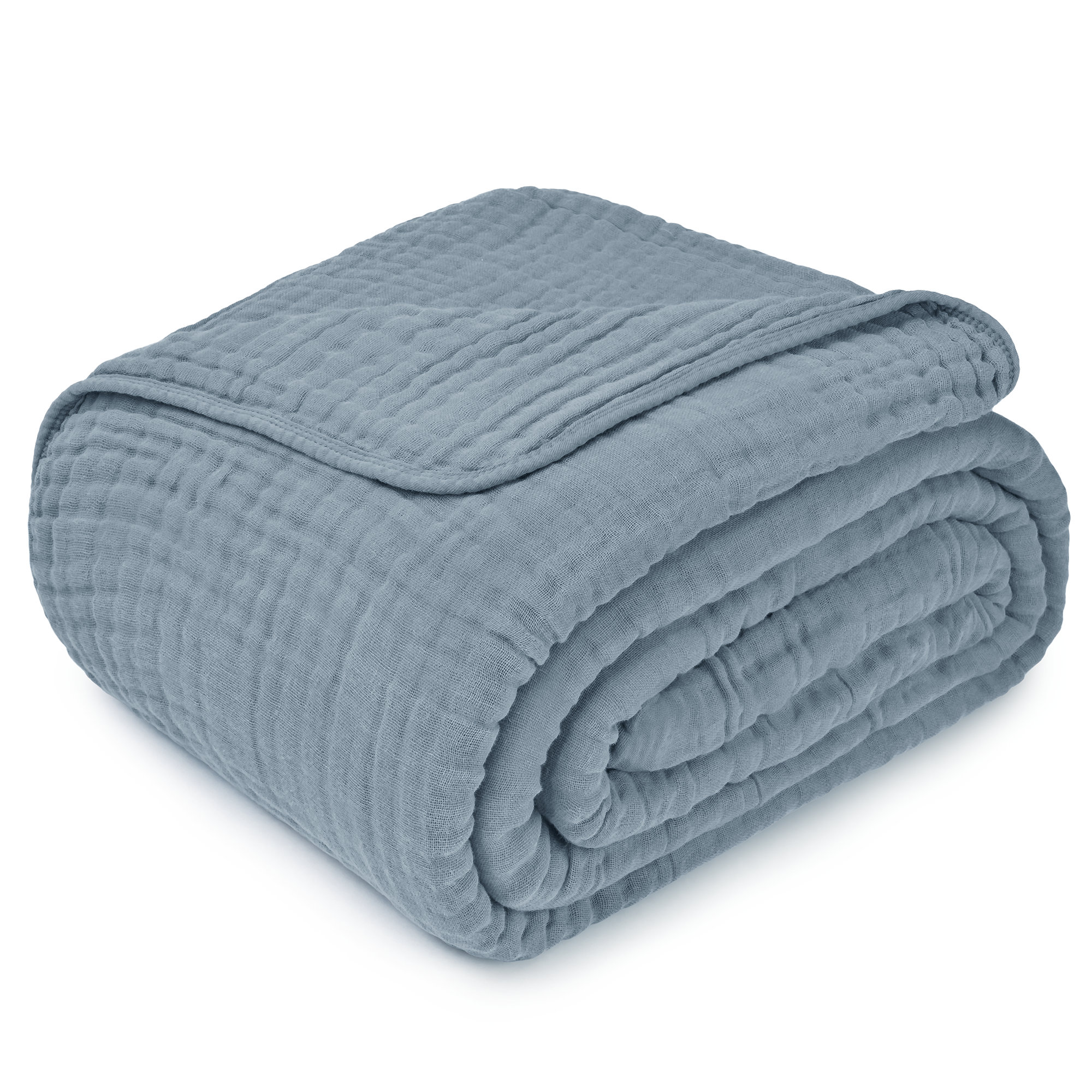 Karlina Muslin Blanket, Pacific Blue, Queen