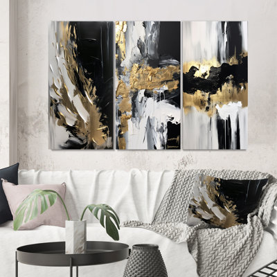 Bliss minimaliste abstrait or et noir - Art abstrait