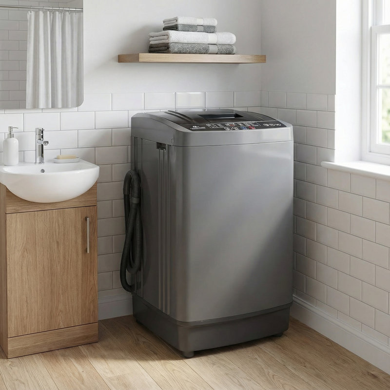 2.6 Cu.ft Automatic Portable Washing Machine For Small Spaces, Dark Gray