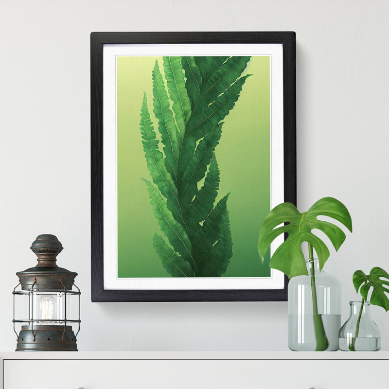 Arbaaz Fern Leaf In Watercolour Vol.1 1 Piece Single Picture Frame Wall Art, 46cm H x 34cm W x 2cm D, Black