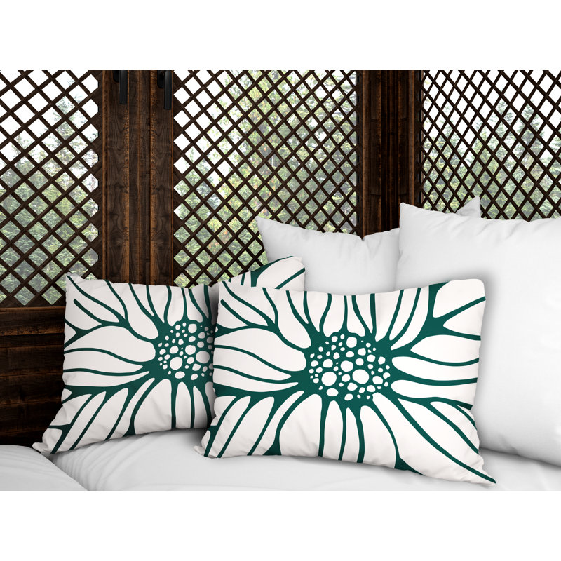 Polyester / Mélange de polyester Housse de coussin rectangulaire intérieure / extérieure lombaire et insert, Émeraude