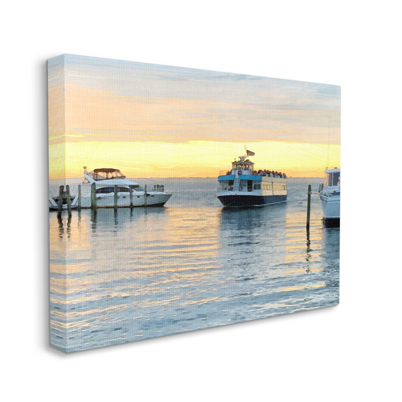 Au-422-Toile, Ferry Boat Sunlit Sea Harbor sur toile par Jeff Pica, photographie, H 16 po x l 20 po x P 1,5 po