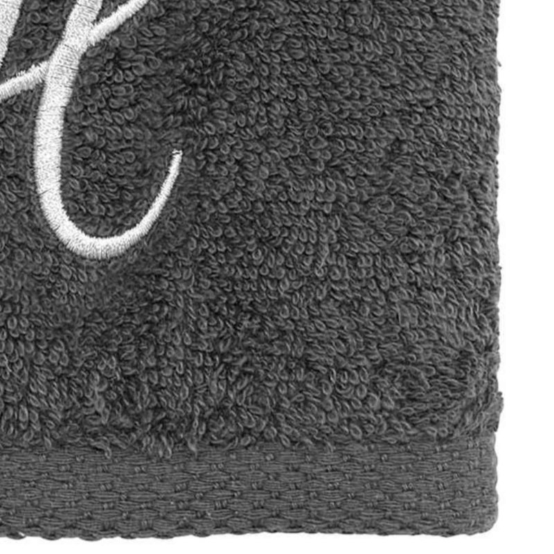 Winston Porter Granite/Silver Script Monogram Fingertip Towel Letter H