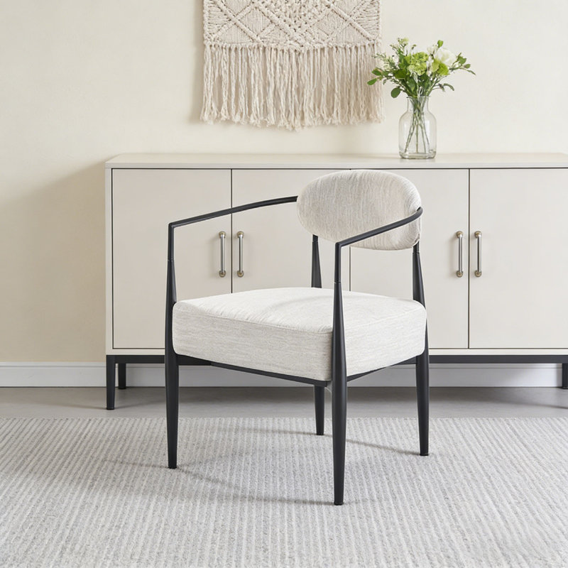 Fauteuil d'appoint moderne rembourré, Beige, noir