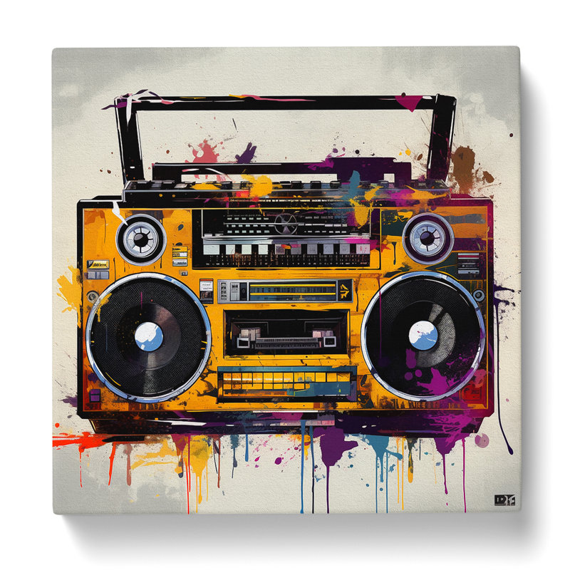 Boombox Digital Art No.1 - Wrapped Canvas, 50cm H x 50cm W x 3cm D