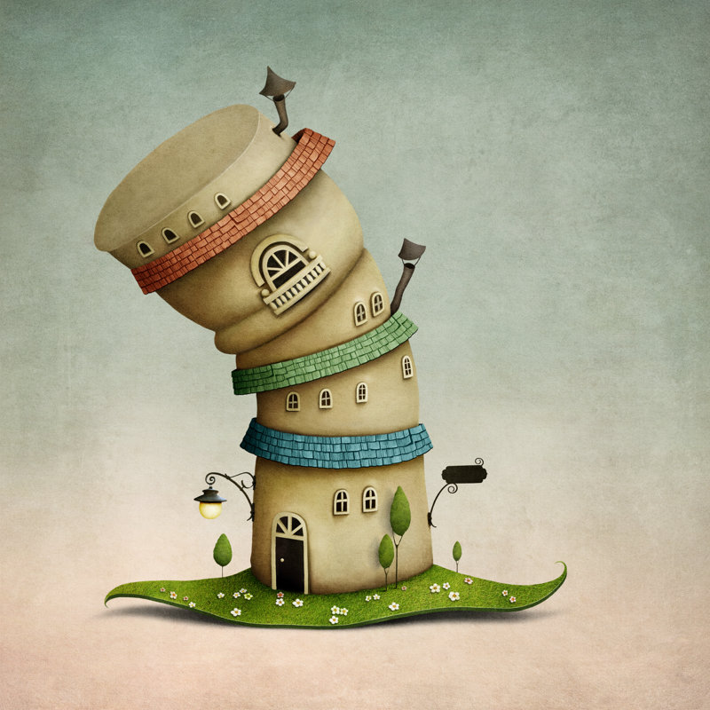 Fantasy Hat House by Ann_Mei - Wrapped Canvas Print, 30cm H x 30cm W