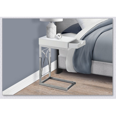 C-Shaped Accent Table With Storage Drawer, Ideal For Living Room And Bedroom, Modern And Functional Design