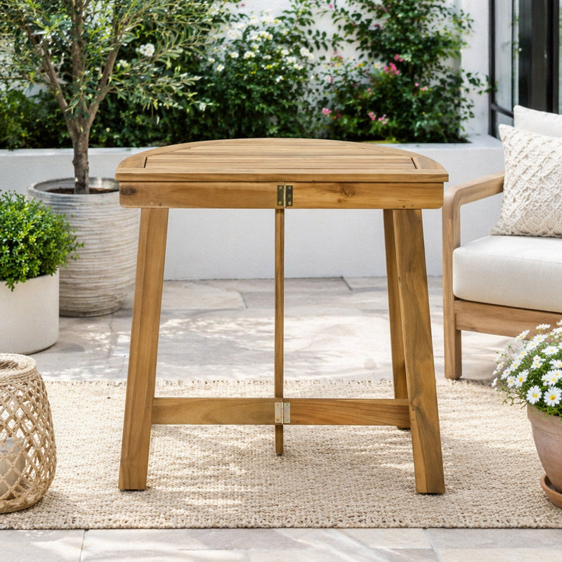 Half-Round Folding Acacia Wood Bistro Table