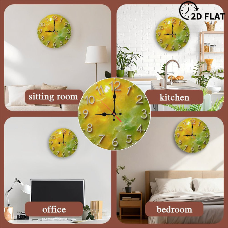 Cadran de l'horloge chiffres jaune vert
