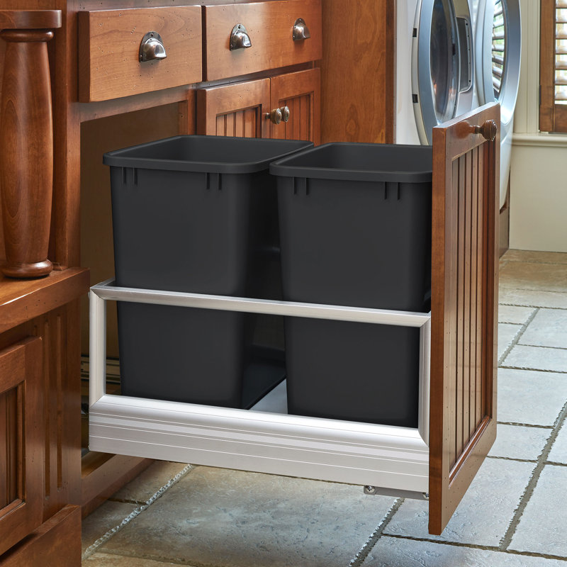 Rev-A-Shelf Polymer Replacement 27 qt. Trash Bin, RV-1024-18-2, 6.75, Black
