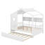 Lit double en bois avec lit gigogne et tablette de rangement-44704281