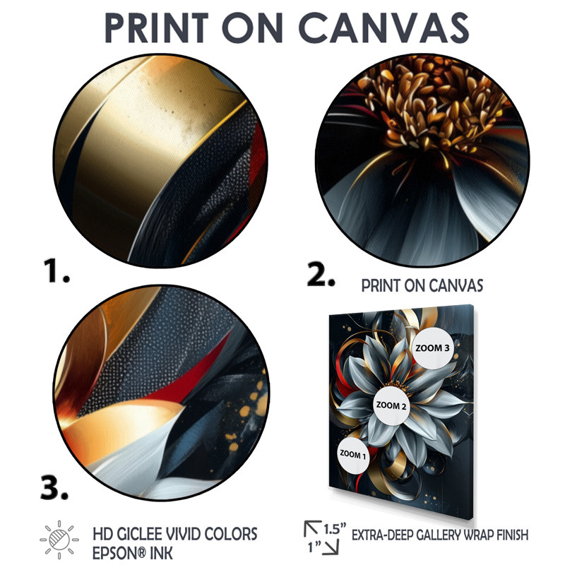 Ben - Floral Canvas Wall Art, H 44 po x l 34 po, Reproduction encadrée d'une seule photo, Doré