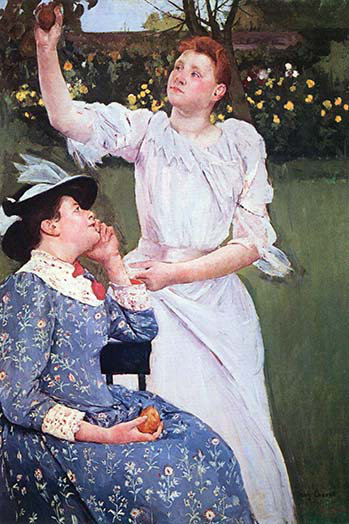 " Young Woman Picking Fruit " by Mary Cassatt, 36" H x 24" W