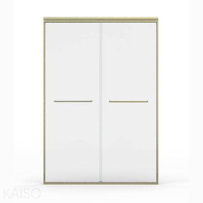 Porte de douche coulissante double de 44 po à 48 po x H 72 po, porte de salle de bain semi-sans cadre avec verre trempé de 1/4 po (6 mm) pour douche à l'italienne, or brossé Gf-24d03-48bgx