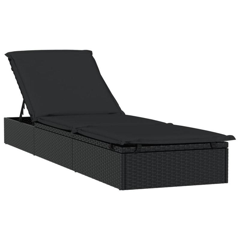 Rotin de polyester 1 pièce avec coussin 79,1 po x 21,7 po x 24,4 po Latitude Run®, Noir / Noir