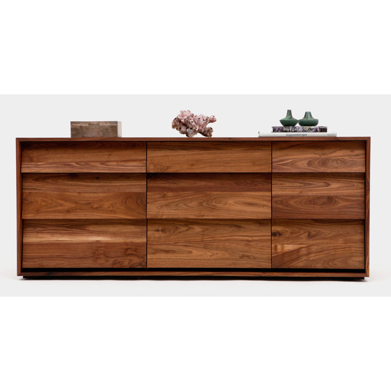 Oliver Walnut Solid Wood 76 " W 9 - Drawer Dresser