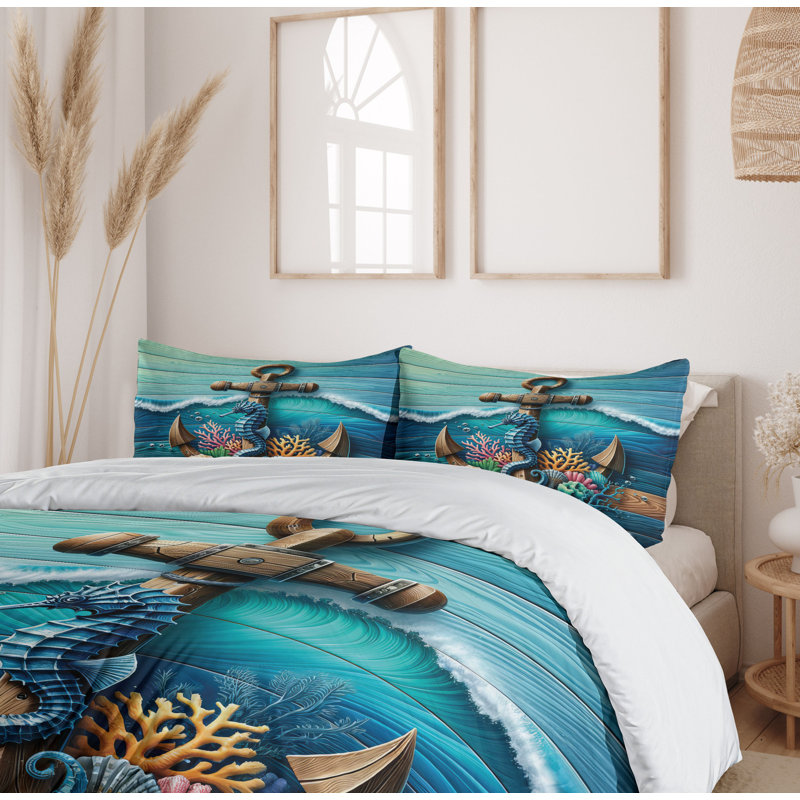 Nautical Duvet Cover, King Duvet Cover + 2 Standard Shams