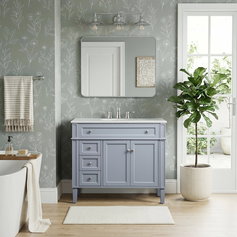 Meuble-lavabo simple 40 po Rivers, Gris