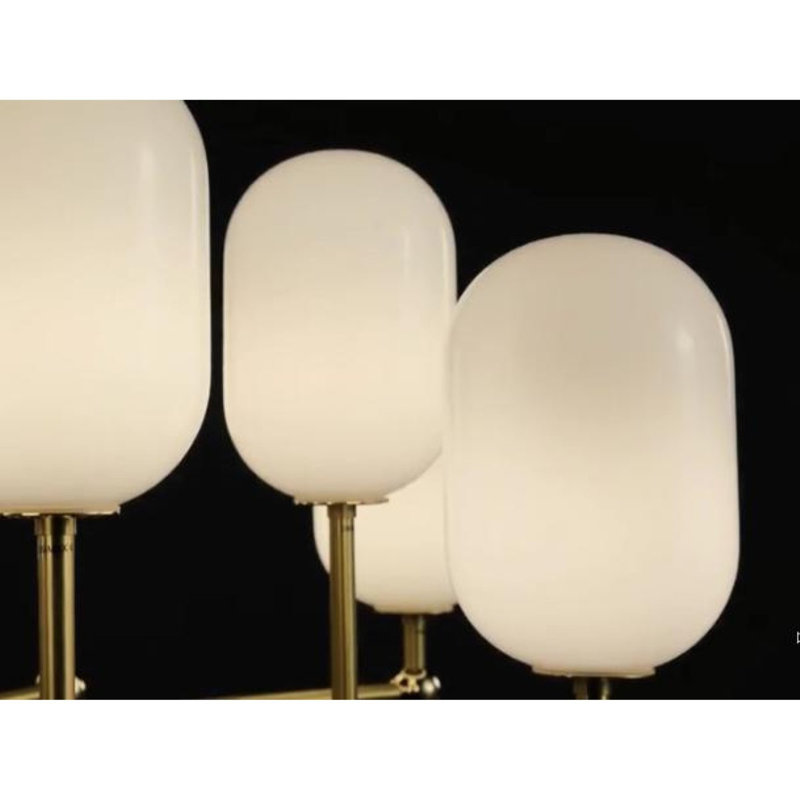 Lustre tambour clair soufflé, Bronze, Givré, 22" Diameter x 40" Height