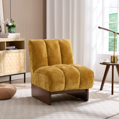 Fauteuil d'appoint moderne, méridienne rembourrée avec base en bois massif, fauteuil de lecture design pour le salon et la chambre à coucher