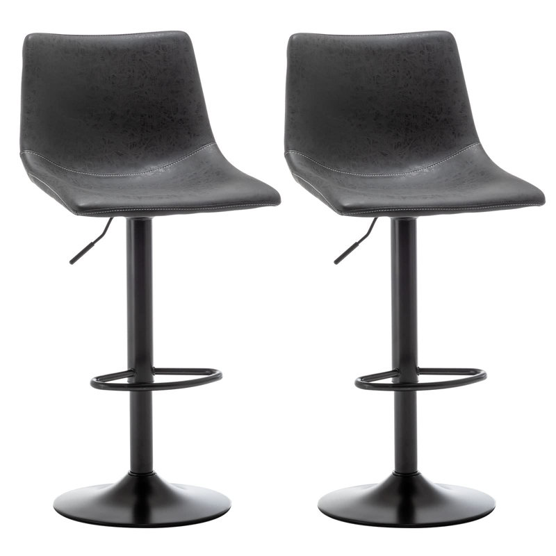 Tabouret de bar pivotant à dossier classique Classic (ensemble de 2), Noir