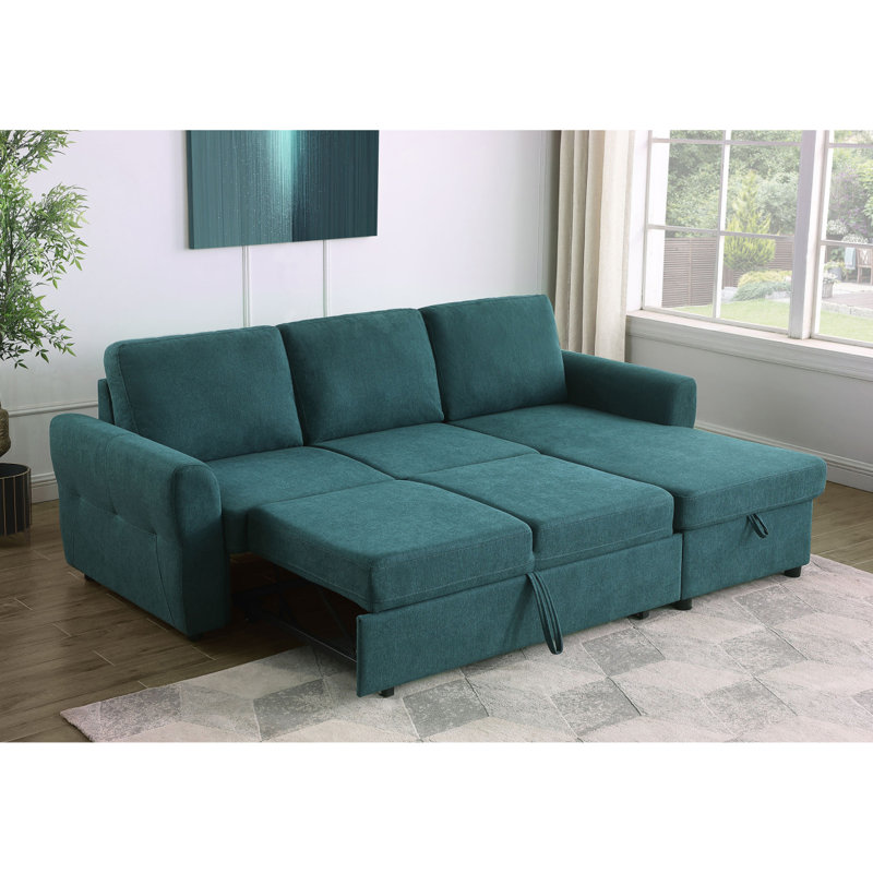 Kenna Grey Sleeper Sofa Sectional With Storage, Gray
