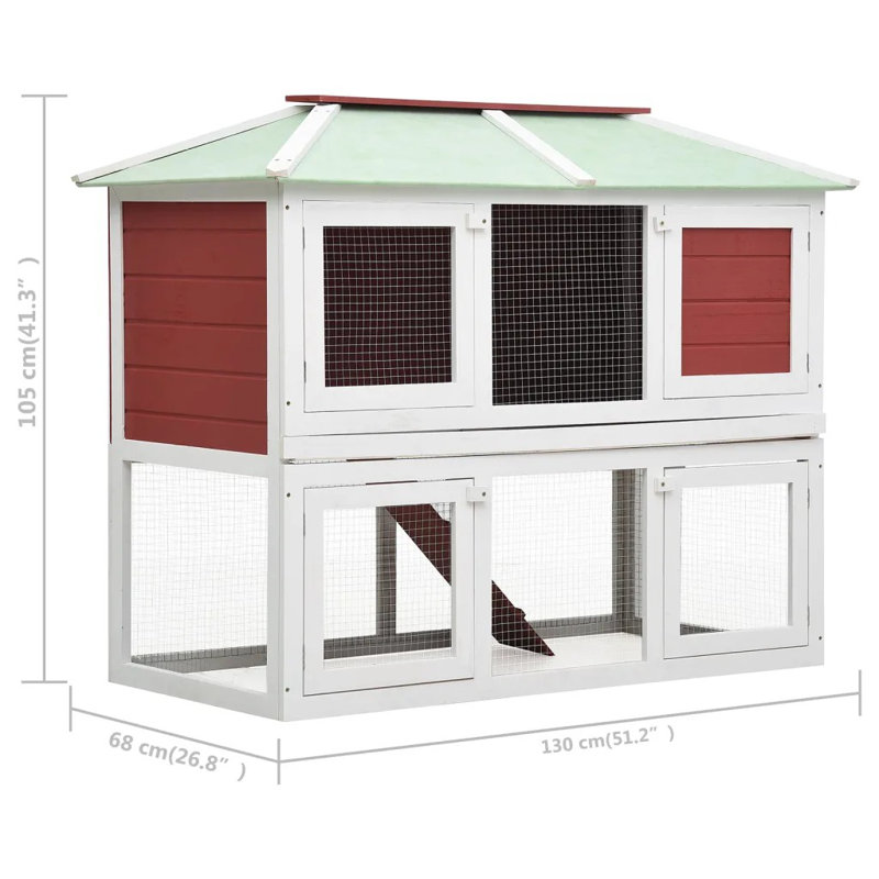 Alina Weather Resistant Rabbit Hutch, Red/White