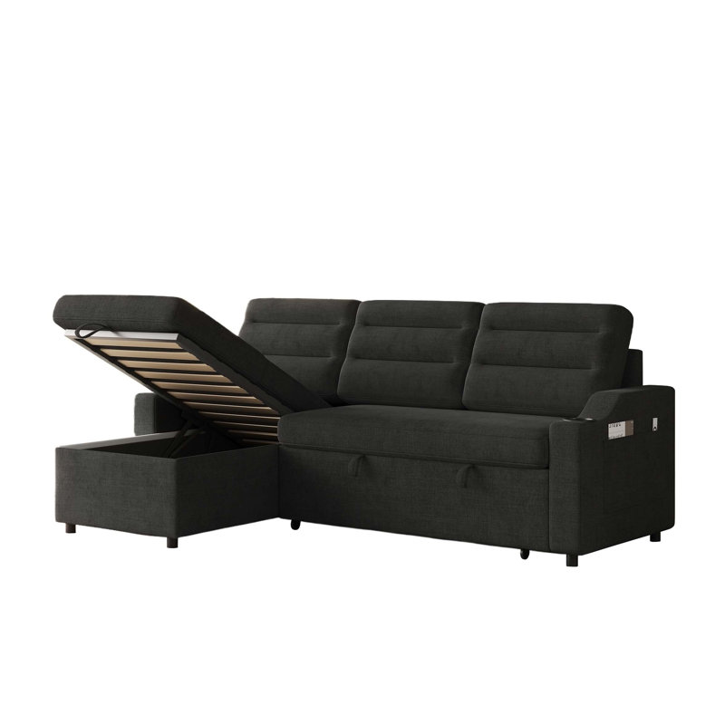 Sleeper Sofa, Black Fabric