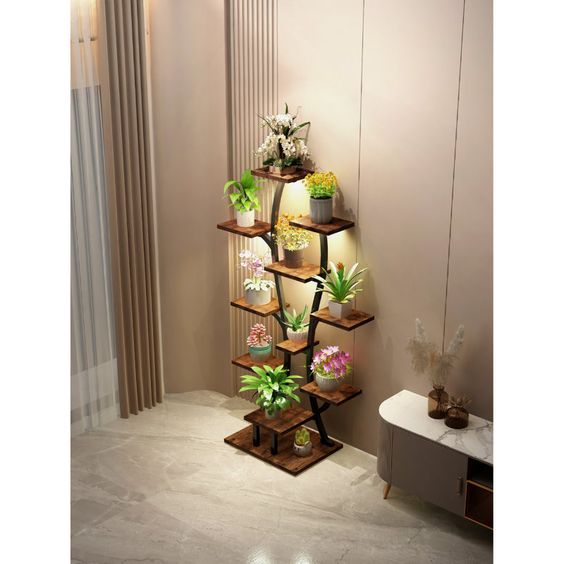 Support pour plante en métal en forme de vase avec plusieurs lumières de croissance, idéal pour le jardinage intérieur, look élégant en forme d'arbre, installation facile en forme de fleur à DEL réglable, multifonctionnel et livre