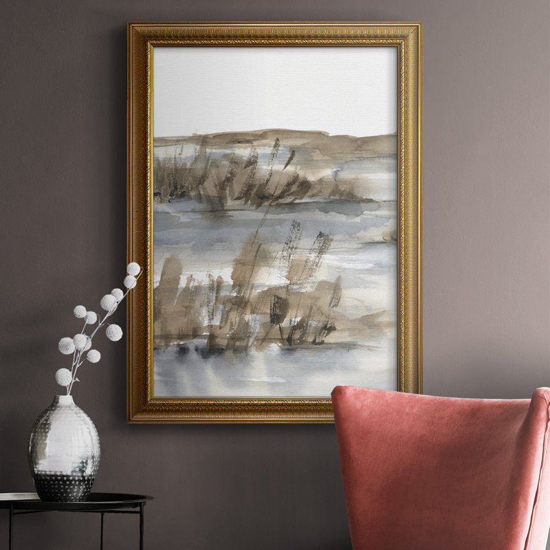 Toile encadrée de qualité supérieure bleu-gris Marsh IV - prête à être accrochée, H 36 po x l 24 po x P 2,5 po