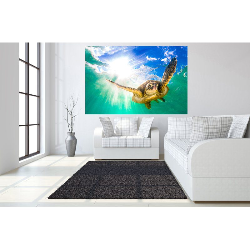 Art mural en verre trempé sans cadre Sea Turtle - 40 po x 60 po