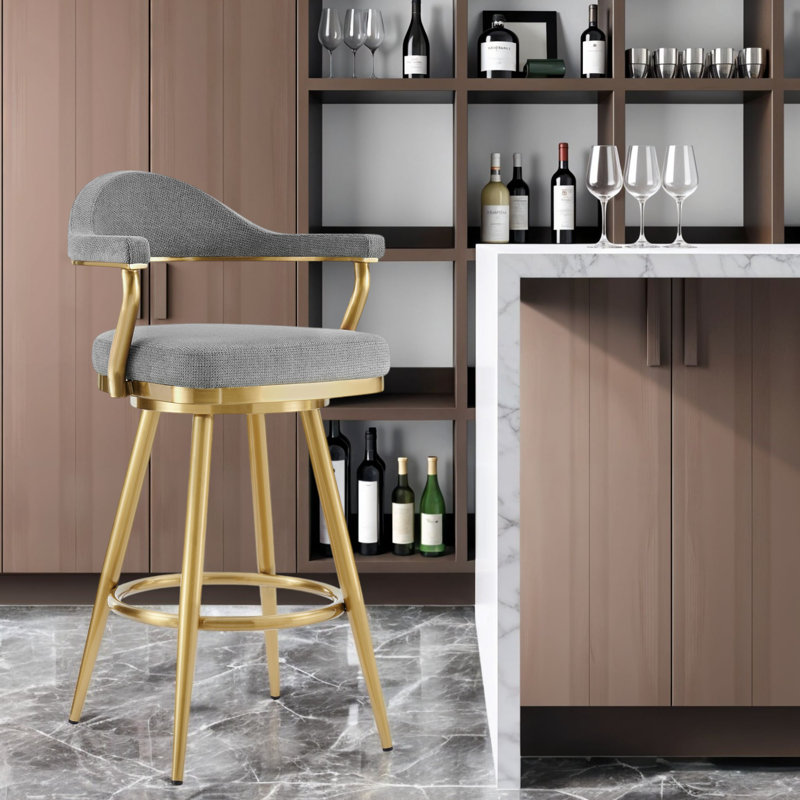 Tabouret de bar Dinora, Gris, Tabouret de bar (siège d'une hauteur de 30 po)