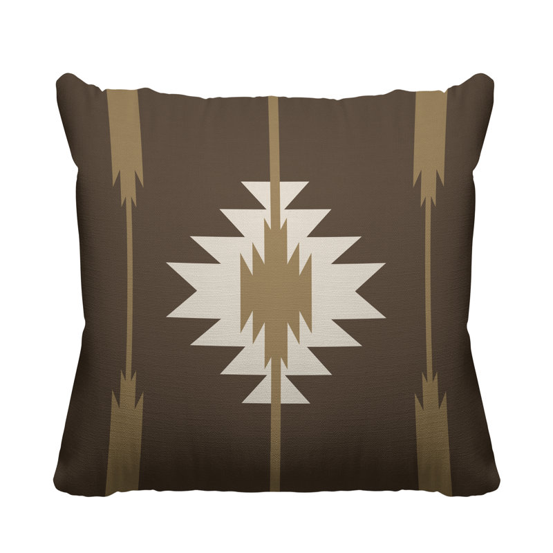 Coussin décoratif intérieur / extérieur Jolon Southwestern, 15 po x 15 po, Beige, Carré