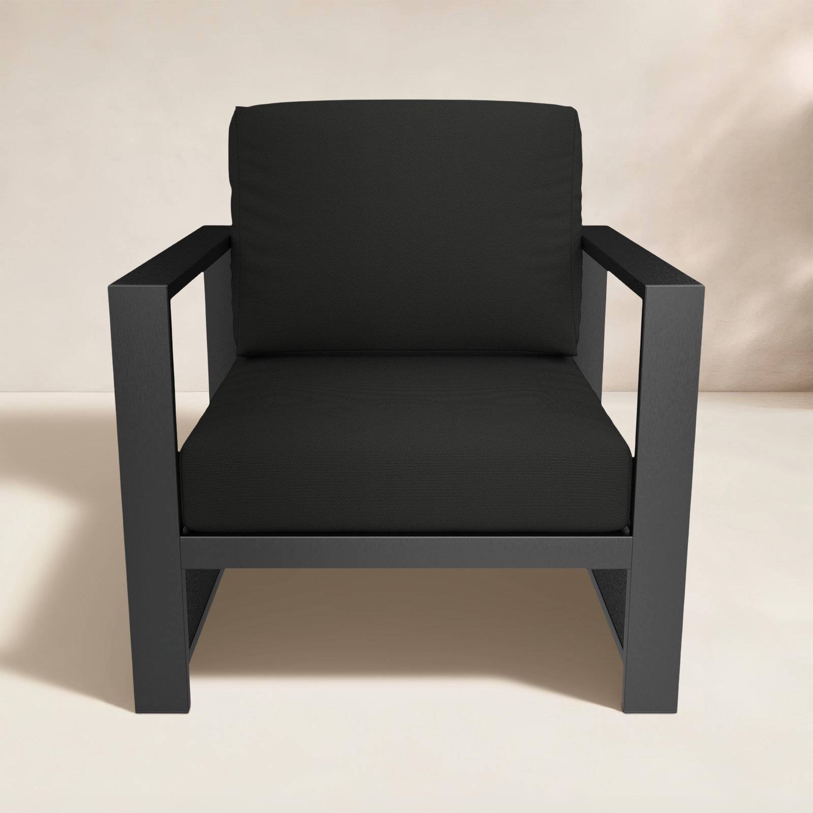 Dulcie Metal Outdoor Armchair with Sunbrella Cushions, Canvas Black Sunbrella®